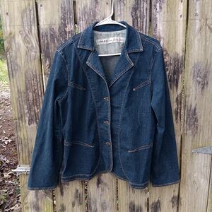 FIBERS Barbara Lesser Vintage 90's Denim Jacket Blazer L